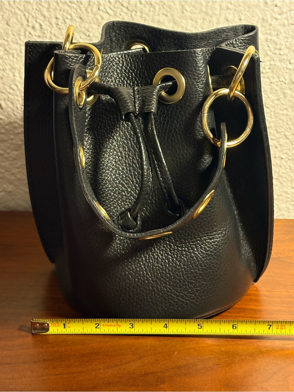 Italian-Made Mini Bucket Bag - Genuine Leather - Picture 10 of 13